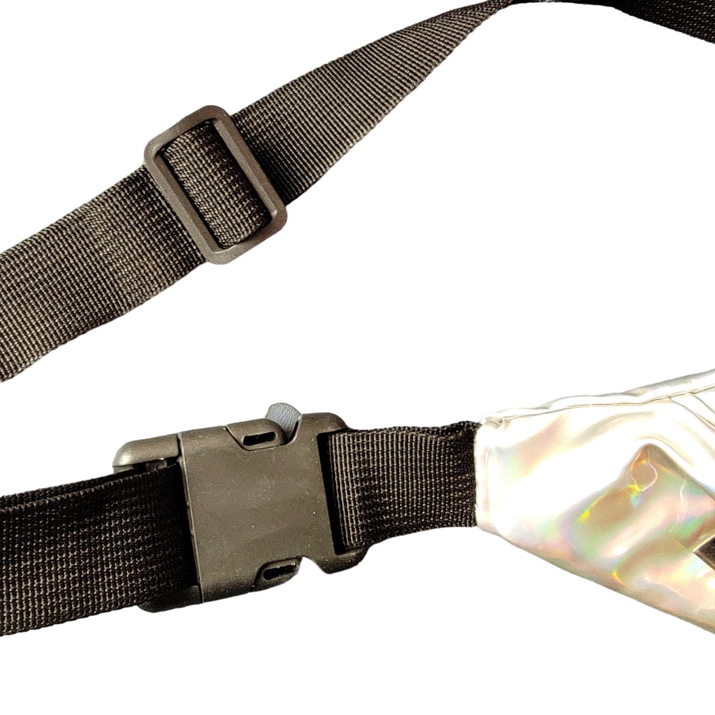 Holographic Belt Bag Travel Purse Handbag Women Silver New Adjustable Iridescent
