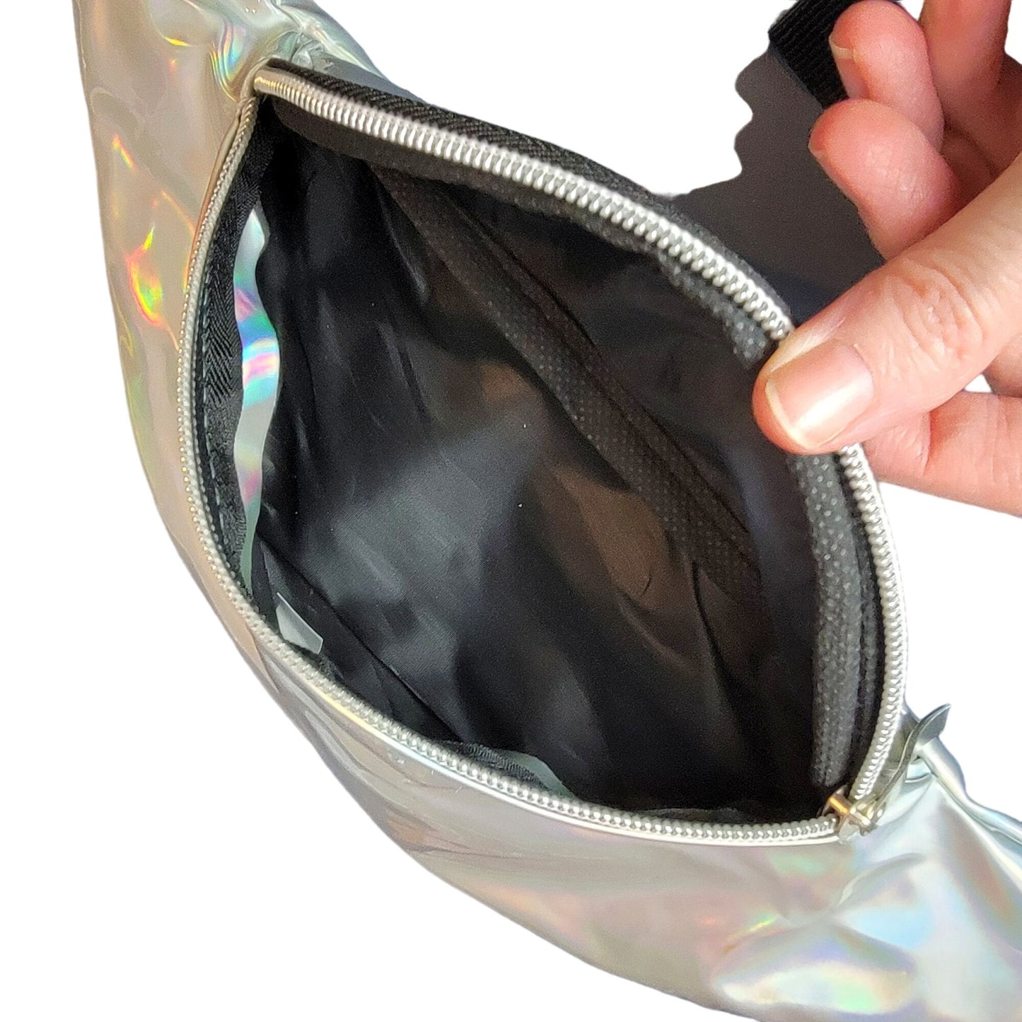 Holographic Belt Bag Travel Purse Handbag Women Silver New Adjustable Iridescent