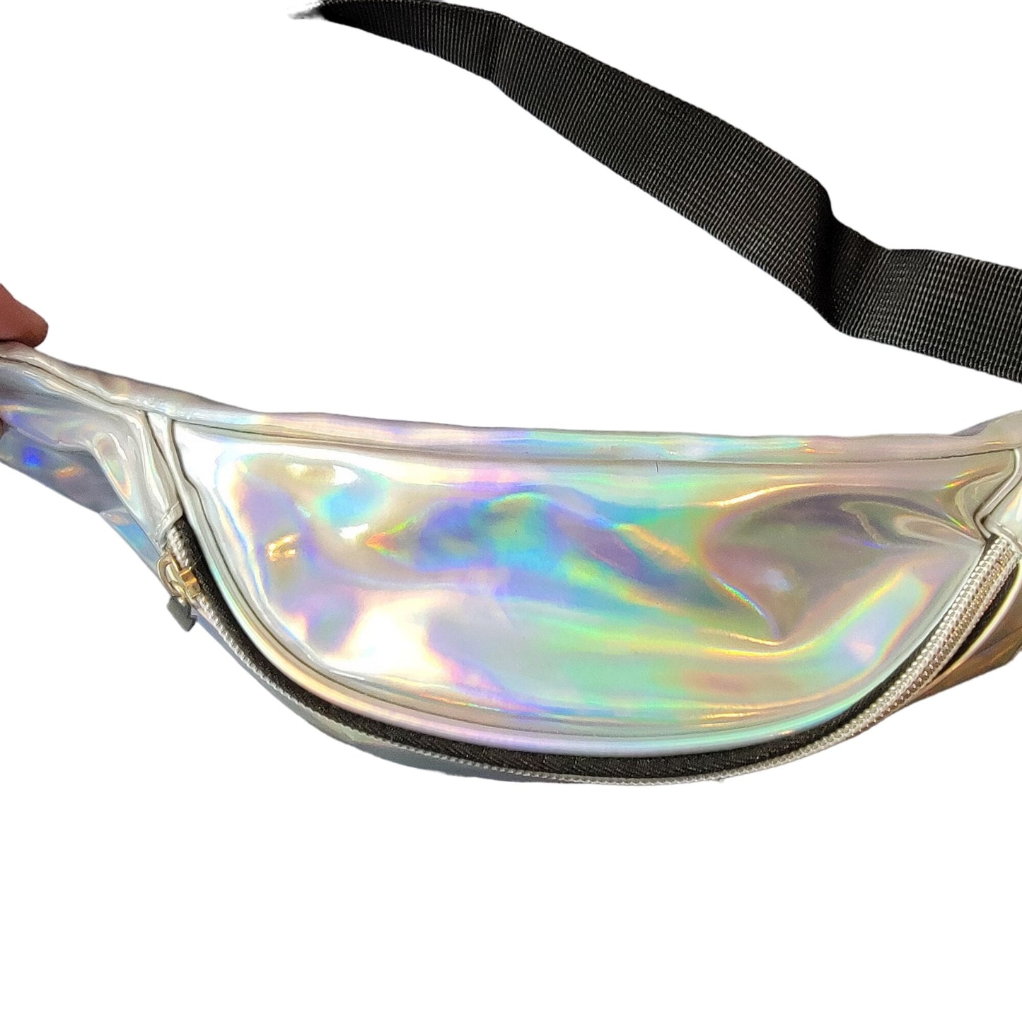 Holographic Belt Bag Travel Purse Handbag Women Silver New Adjustable Iridescent