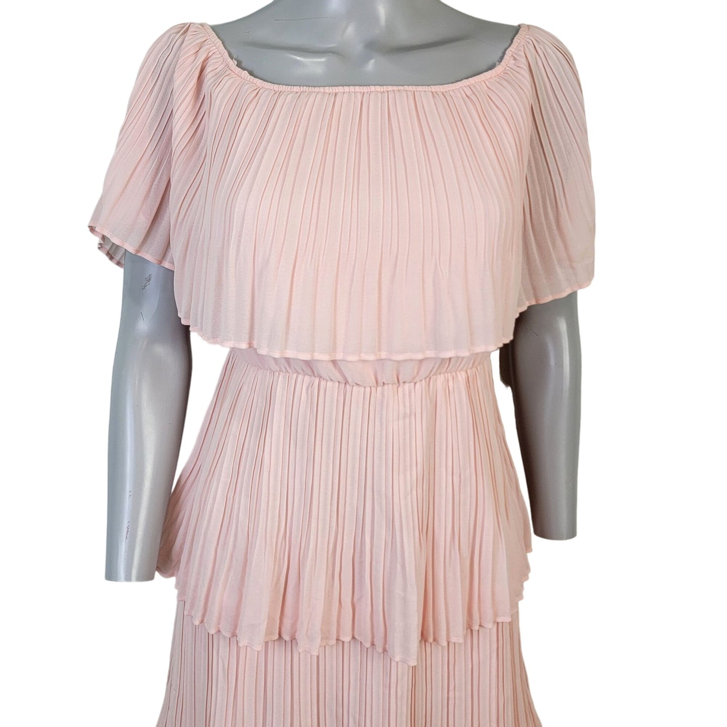 Tiered Off Shoulder Midi Dress Women Small 4 6 Formal Party Pink