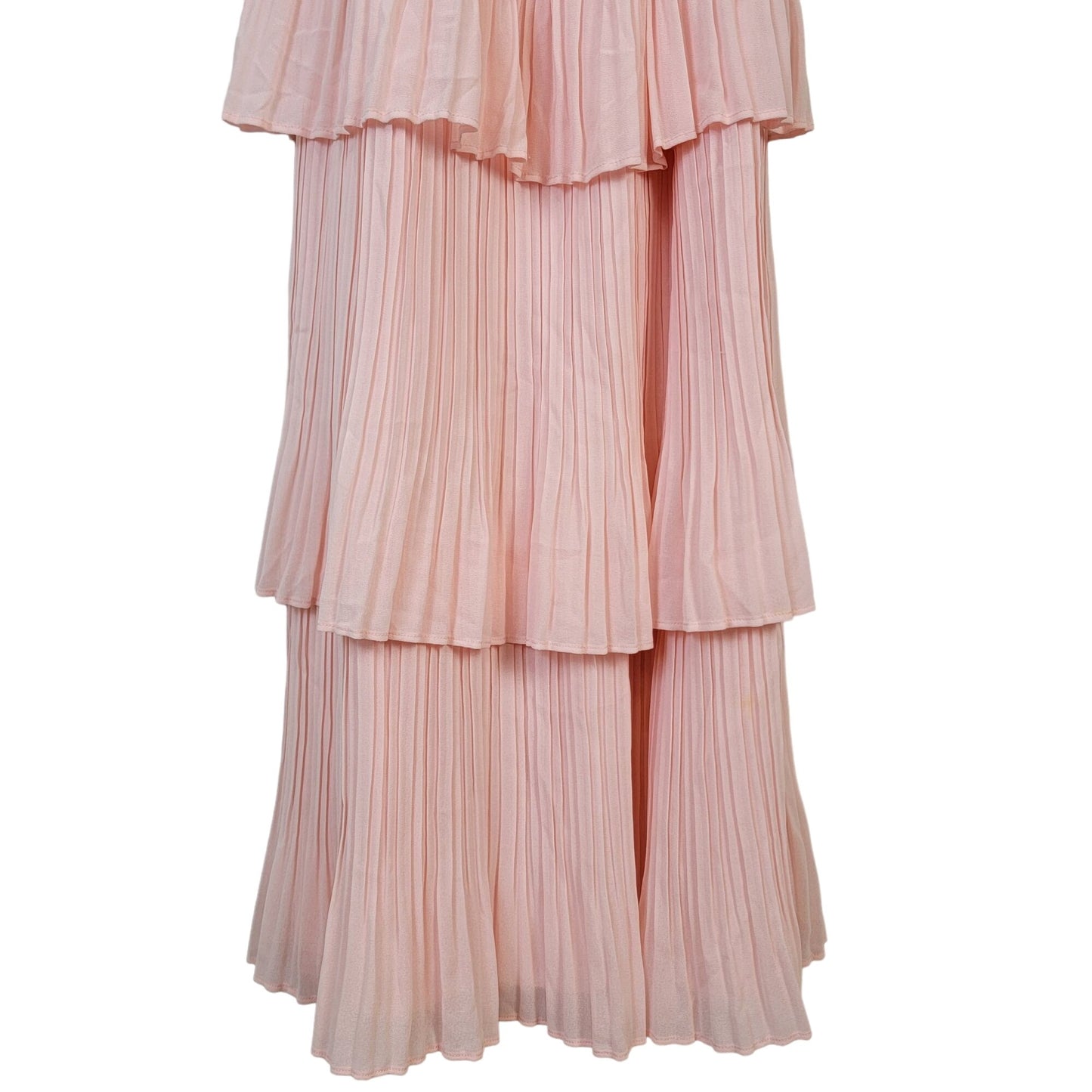 Tiered Off Shoulder Midi Dress Women Small 4 6 Formal Party Pink