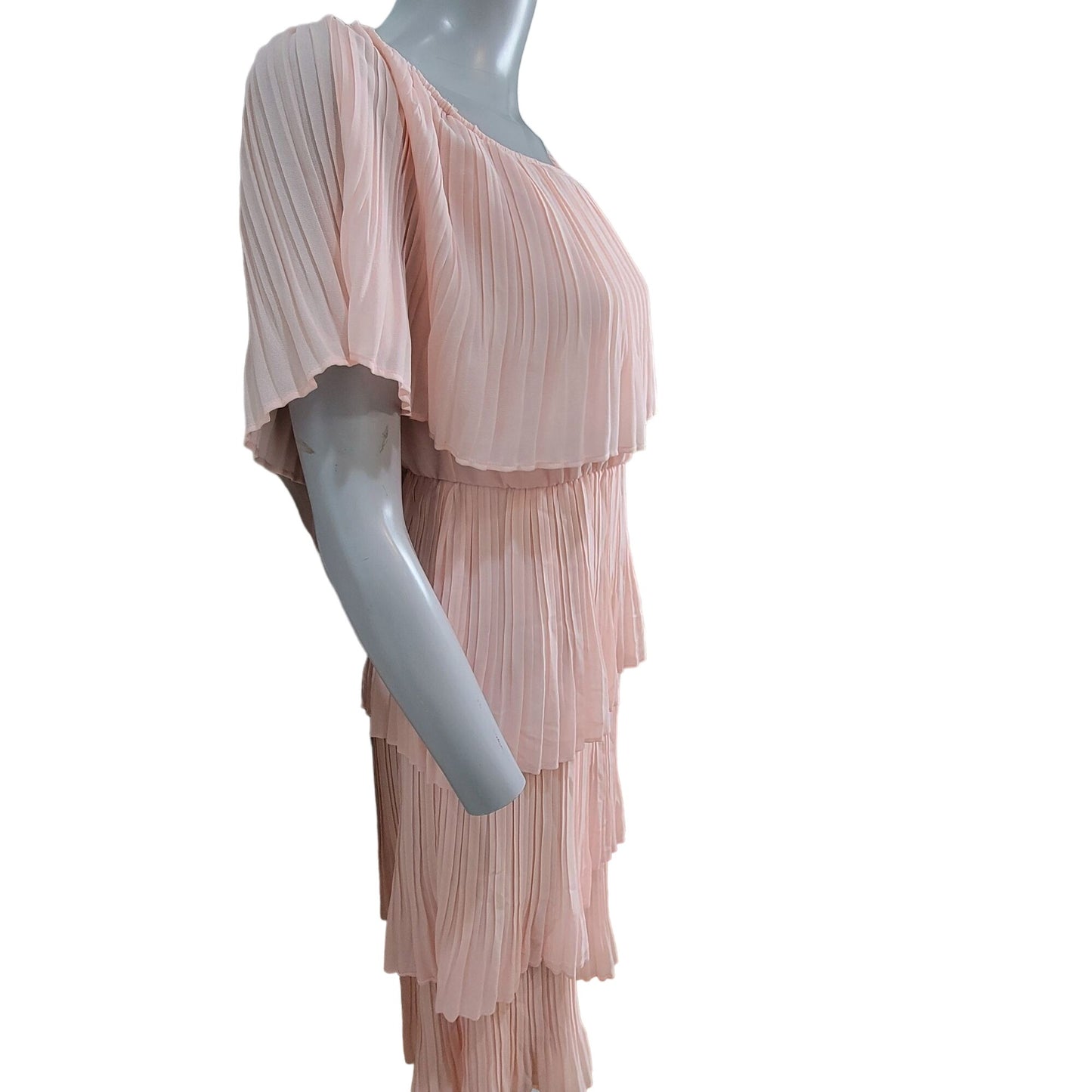 Tiered Off Shoulder Midi Dress Women Small 4 6 Formal Party Pink