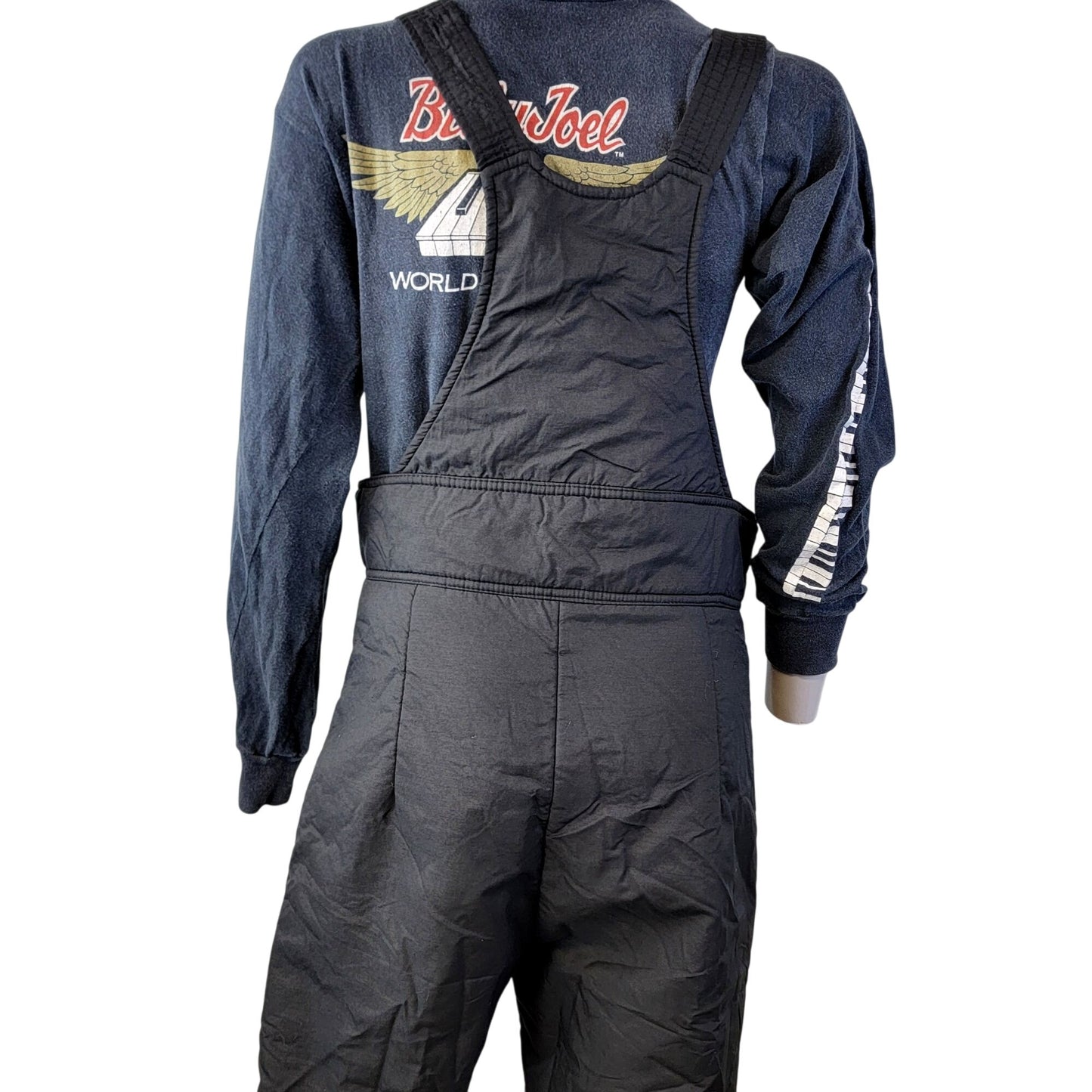 Snuggler Vintage 80s Black Ski Bib Snow Pants Men Medium Boot Cut Adjustable 34 Waist 30 Length
