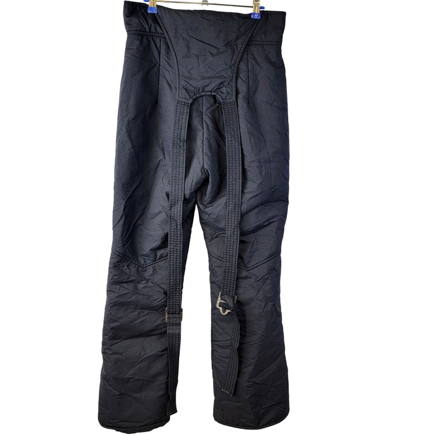Snuggler Vintage 80s Black Ski Bib Snow Pants Men Medium Boot Cut Adjustable 34 Waist 30 Length