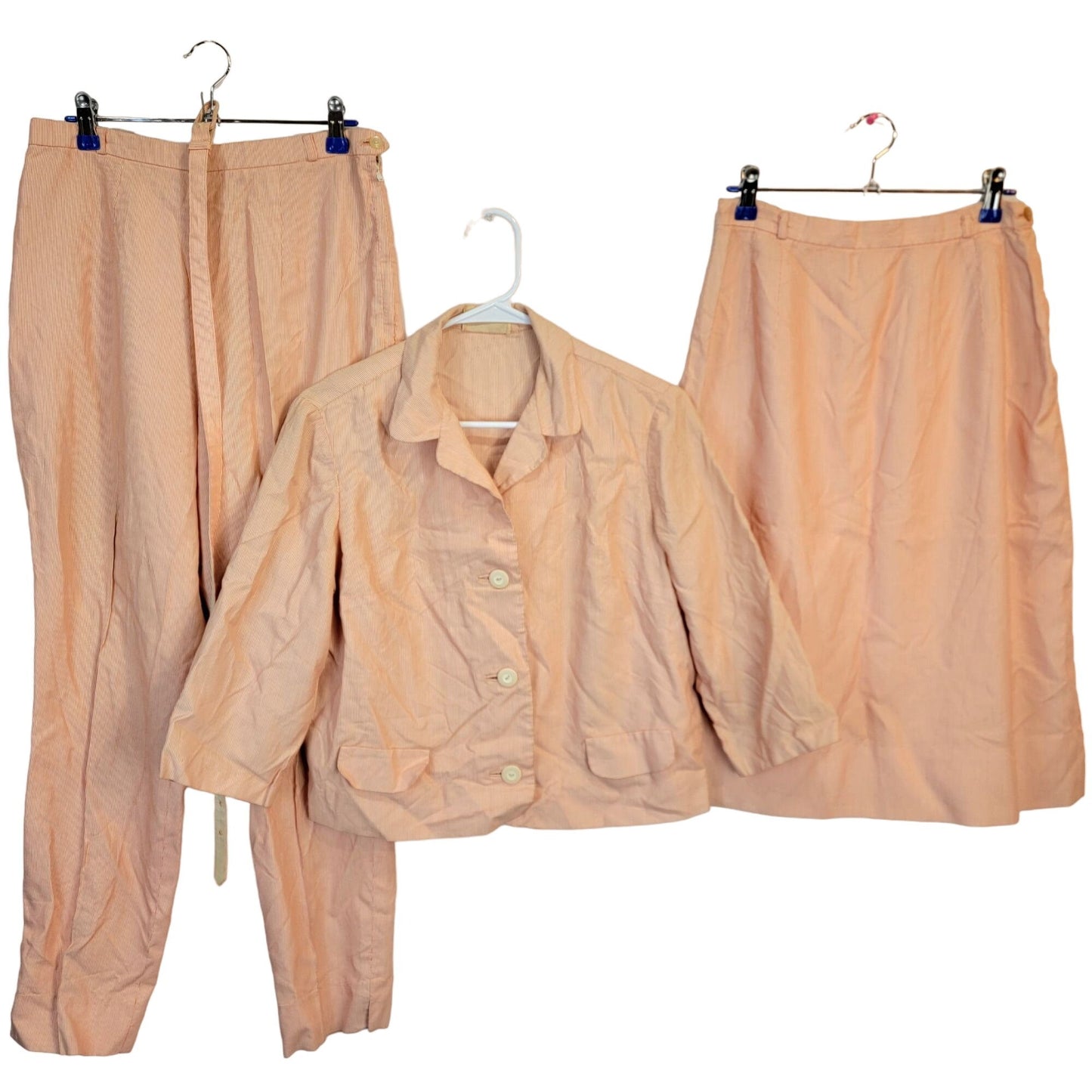 Vintage 60s Suit Set Women 8 Medium Blazer Jacket Skirt Straight Pants