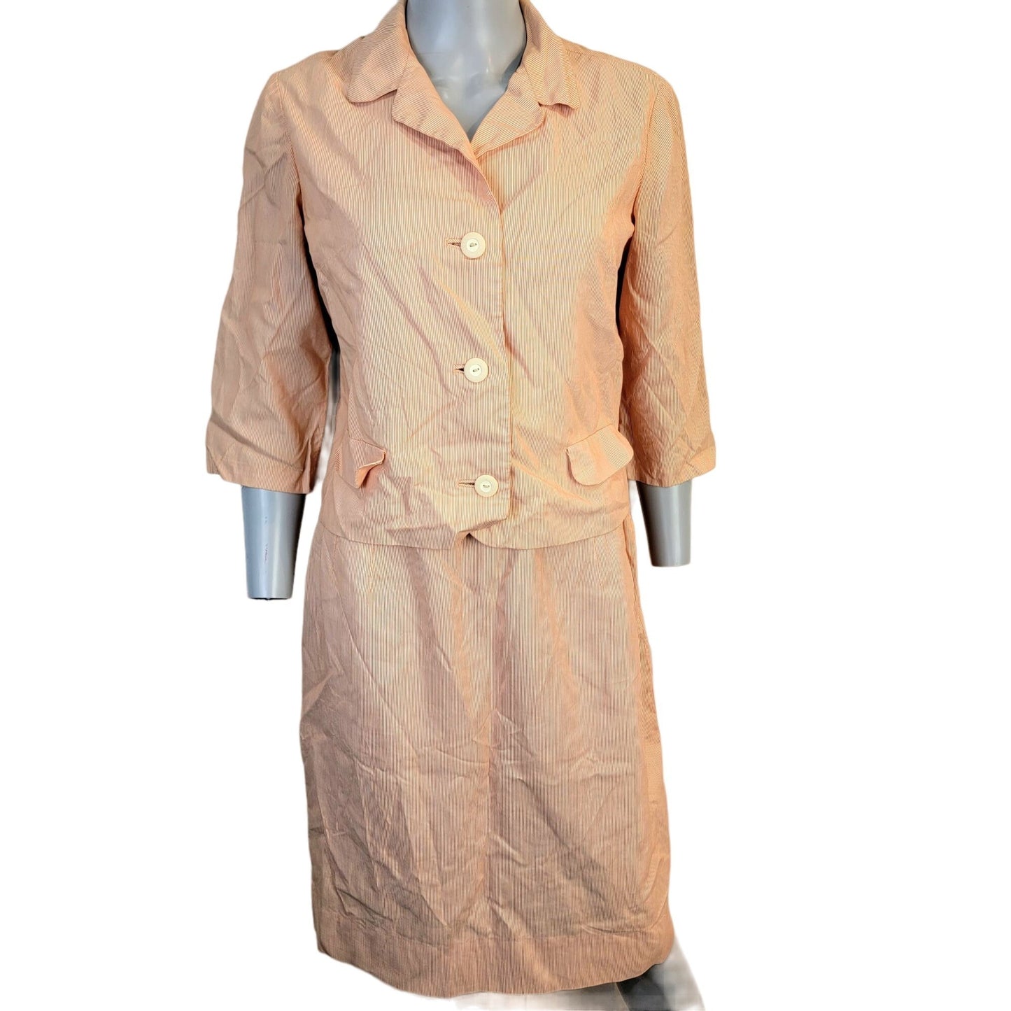 Vintage 60s Suit Set Women 8 Medium Blazer Jacket Skirt Straight Pants