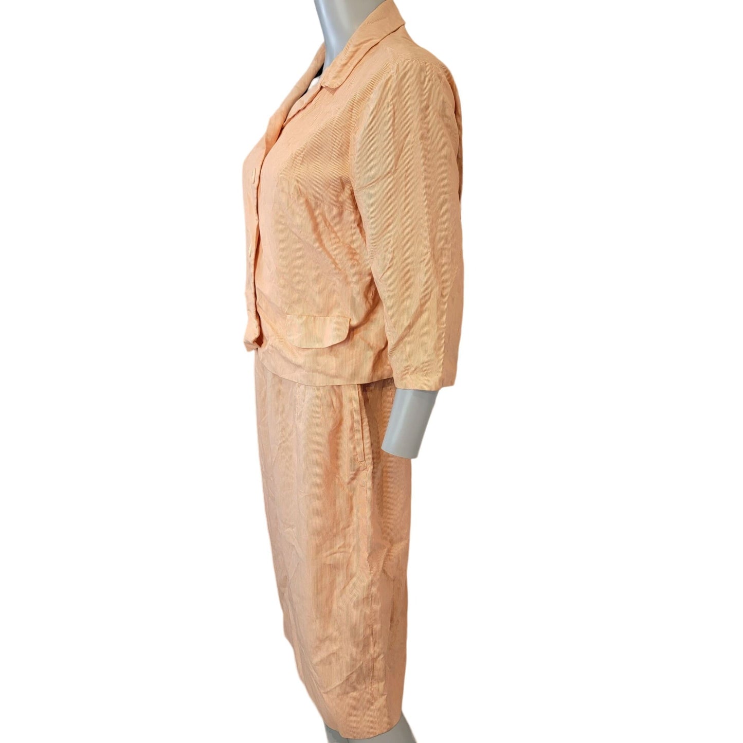 Vintage 60s Suit Set Women 8 Medium Blazer Jacket Skirt Straight Pants