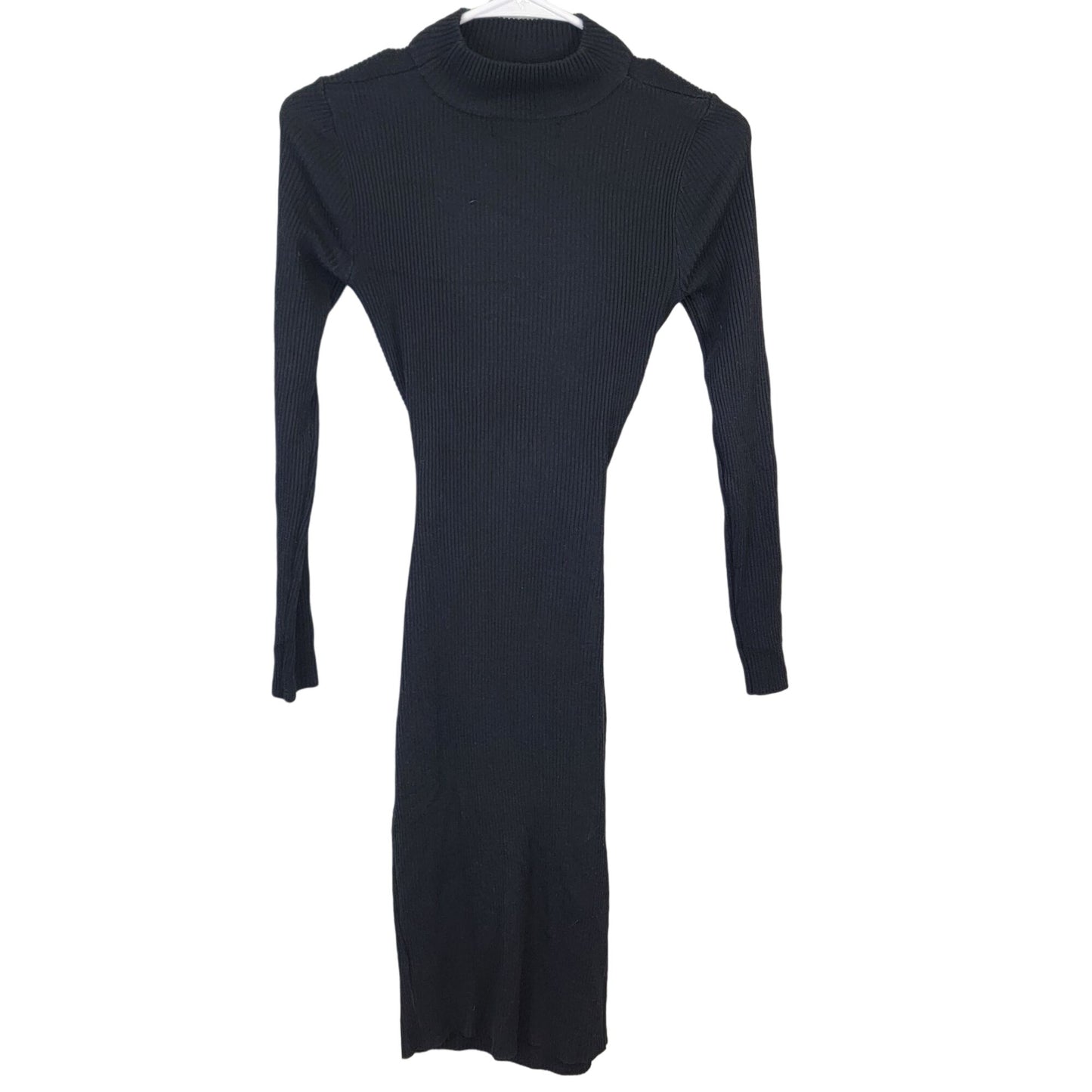 Almost Famous Ribbed Bodycon Dress Women Small Black Knee Length