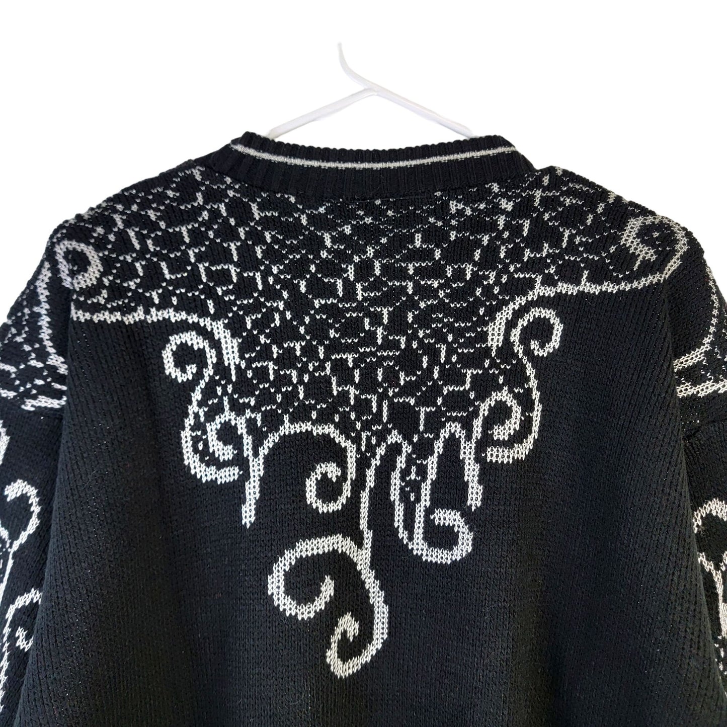 Vintage 80s Embellished Sweater Women XL Shirt Top Jewels Black