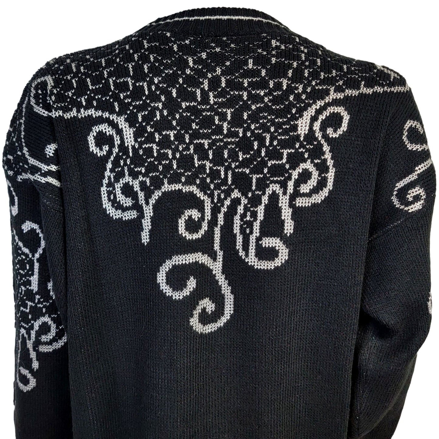 Vintage 80s Embellished Sweater Women XL Shirt Top Jewels Black