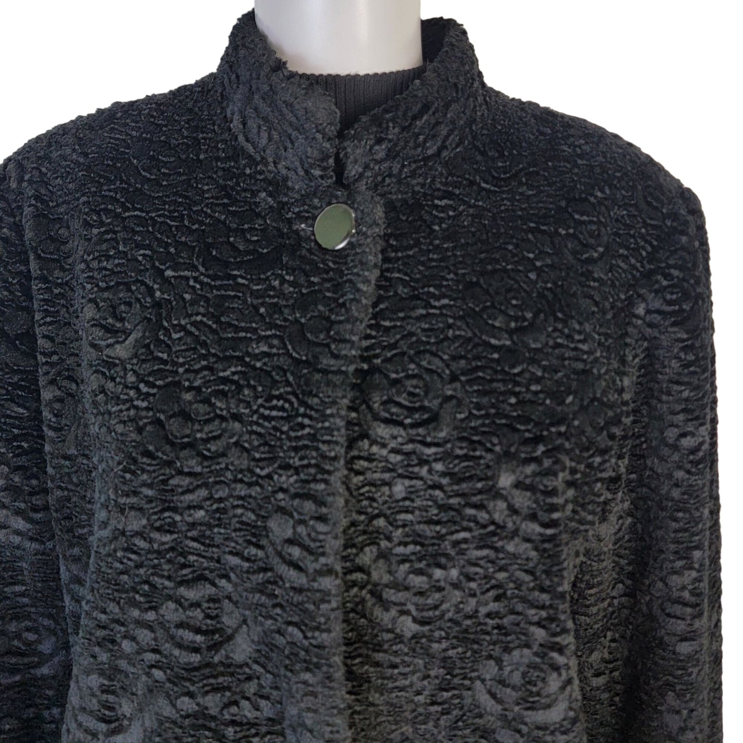 Vintage Draper's & Damon's Teddy Jacket Women XL Black Coat