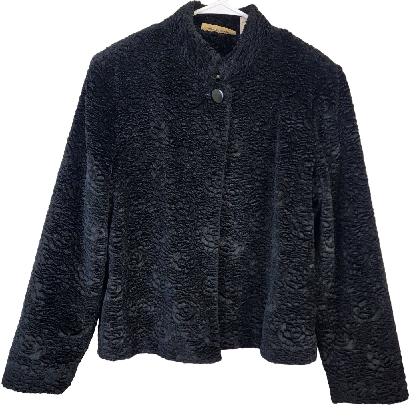 Vintage Draper's & Damon's Teddy Jacket Women XL Black Coat
