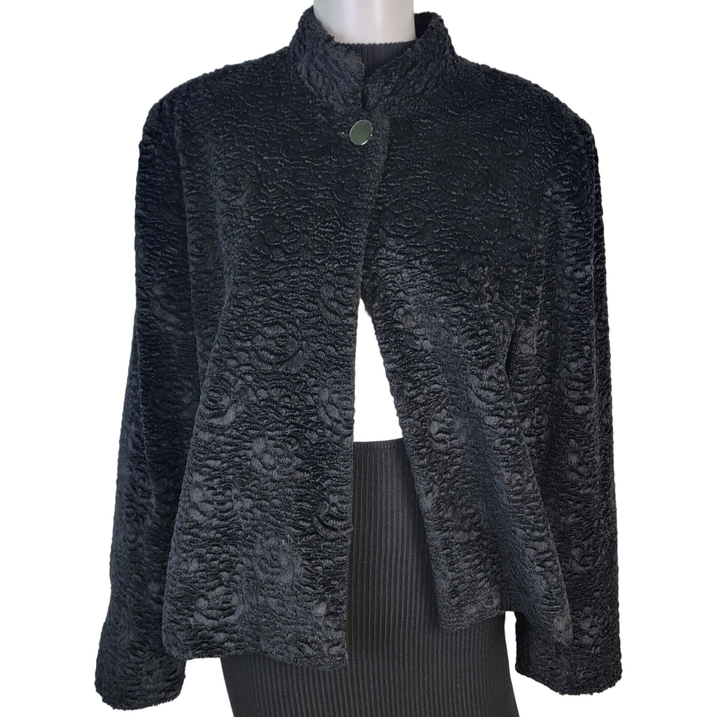Vintage Draper's & Damon's Teddy Jacket Women XL Black Coat