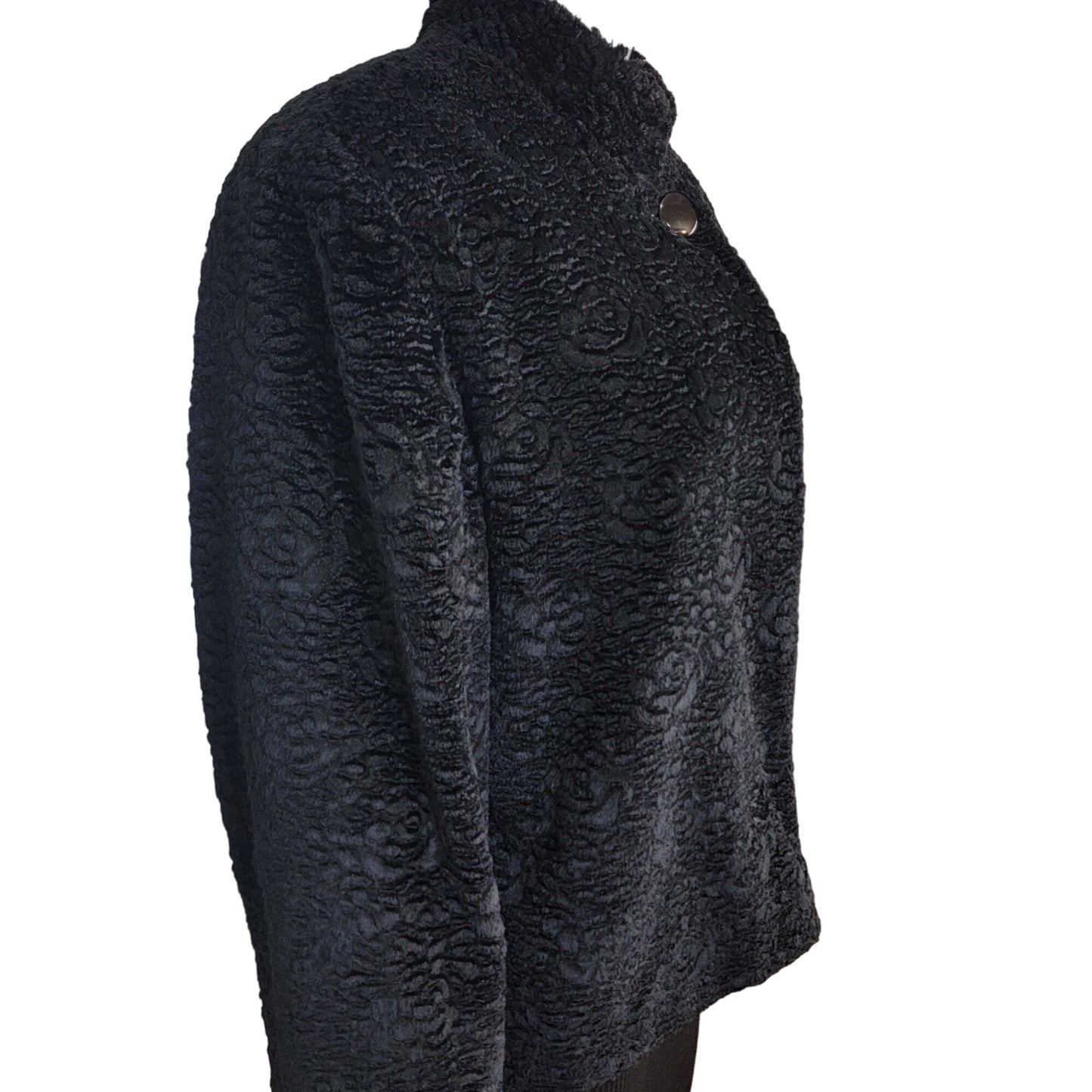 Vintage Draper's & Damon's Teddy Jacket Women XL Black Coat