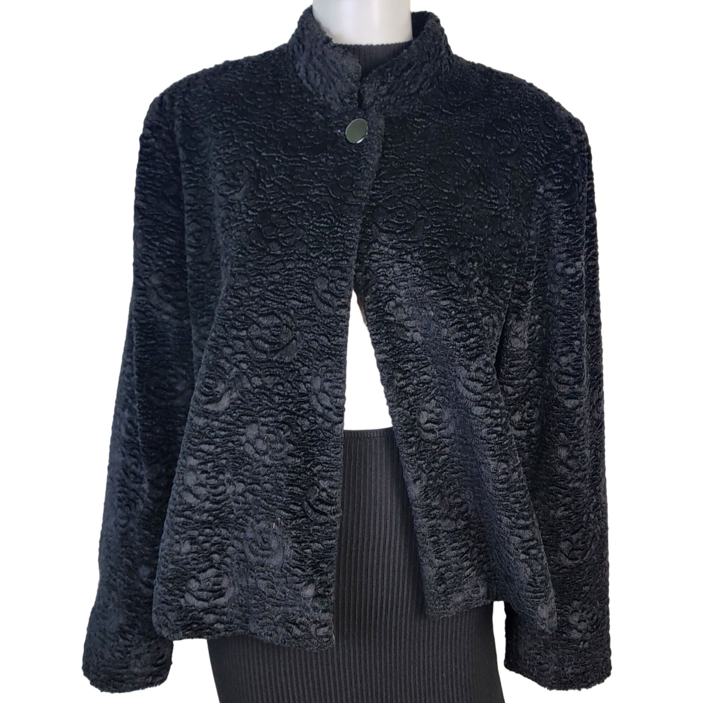 Vintage Draper's & Damon's Teddy Jacket Women XL Black Coat