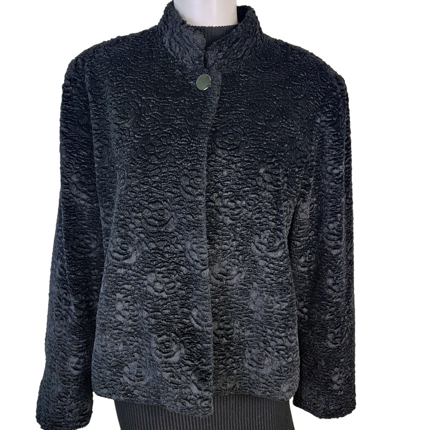 Vintage Draper's & Damon's Teddy Jacket Women XL Black Coat