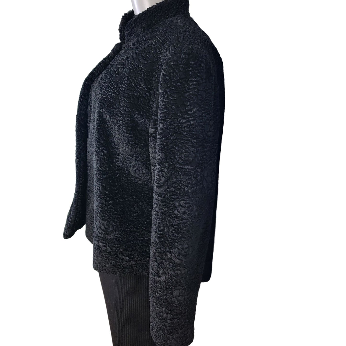 Vintage Draper's & Damon's Teddy Jacket Women XL Black Coat
