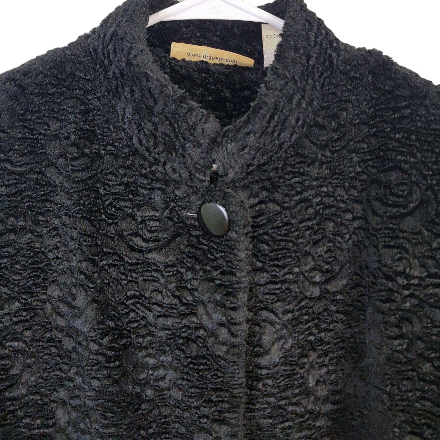 Vintage Draper's & Damon's Teddy Jacket Women XL Black Coat