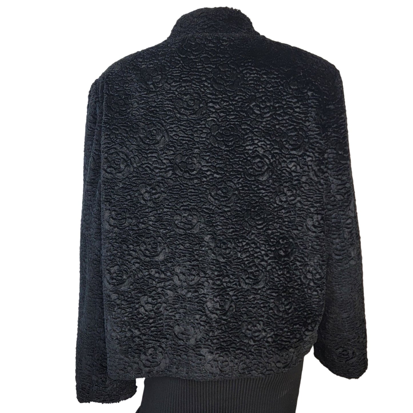 Vintage Draper's & Damon's Teddy Jacket Women XL Black Coat