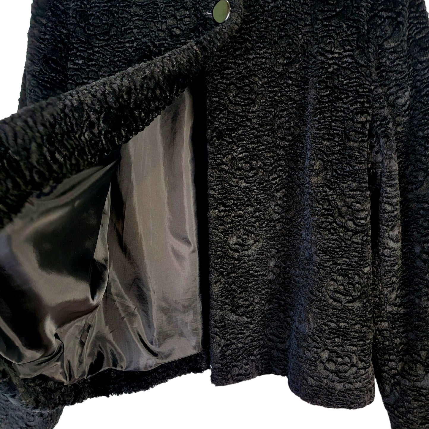 Vintage Draper's & Damon's Teddy Jacket Women XL Black Coat