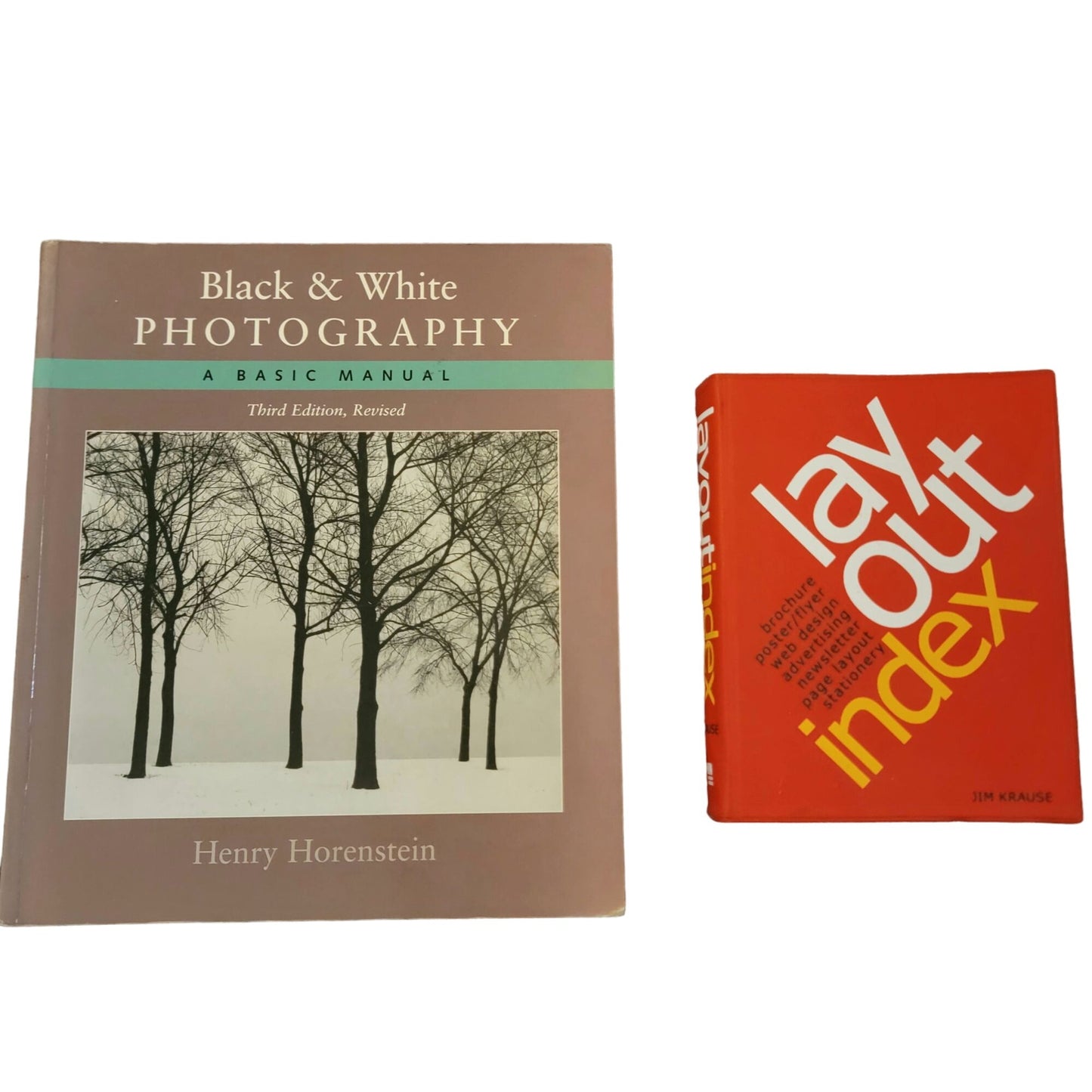 Vintage Art Book Lot Black White Photography Layout Index Paperback