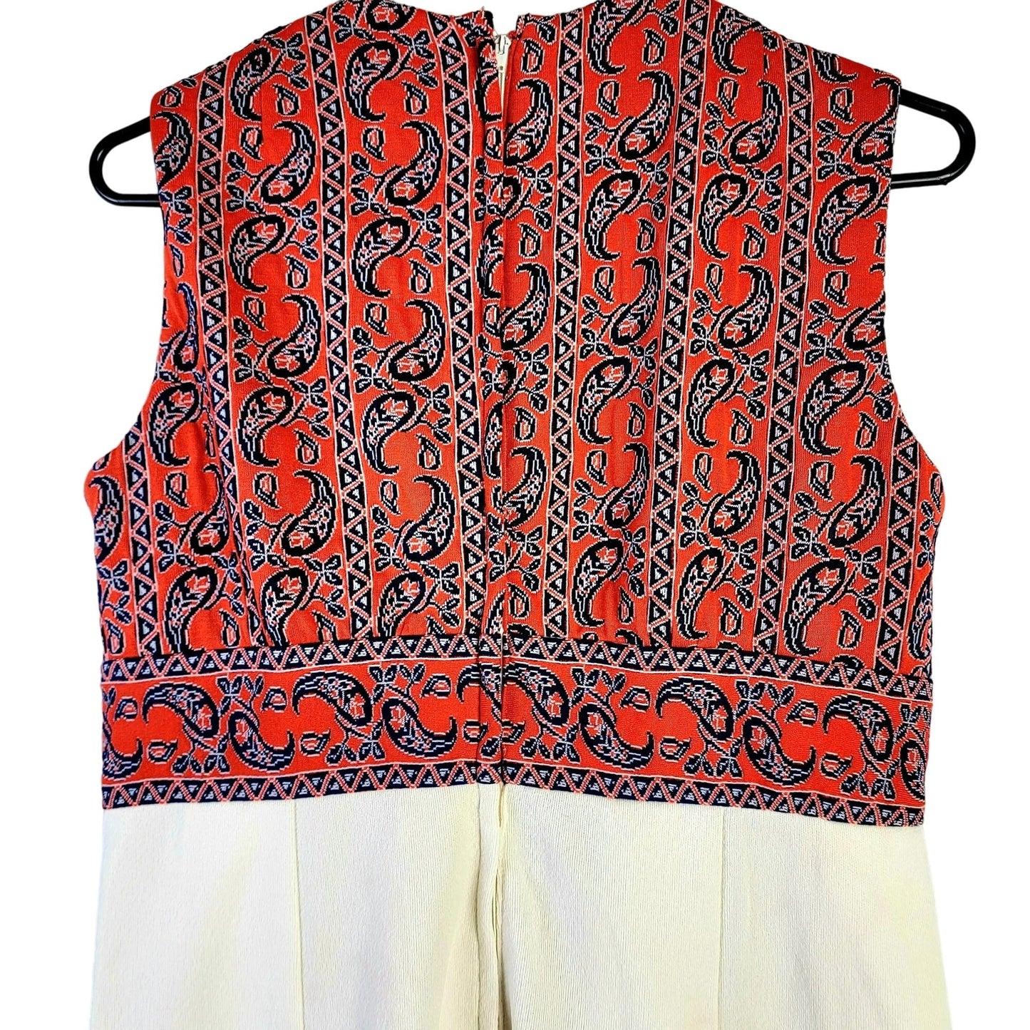 Vintage 60s Paisley Maxi Peasant Dress Women Medium Red