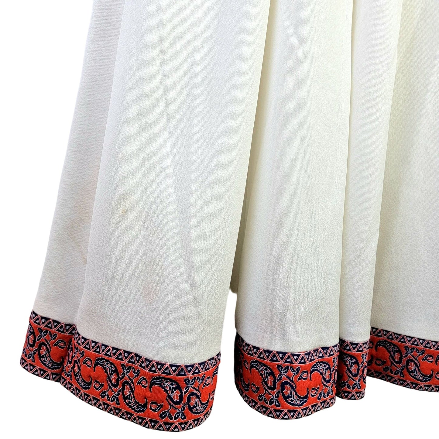 Vintage 60s Paisley Maxi Peasant Dress Women Medium Red