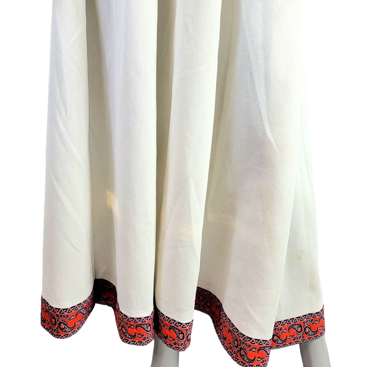 Vintage 60s Paisley Maxi Peasant Dress Women Medium Red