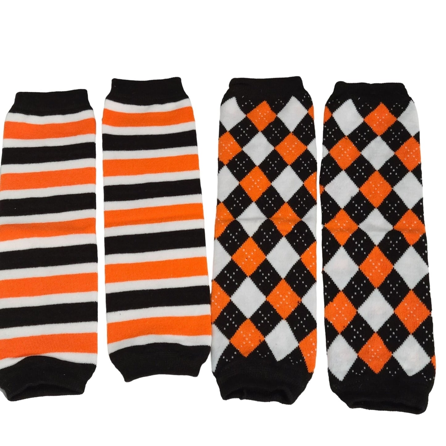 Leg Warmers Set Black White Orange Women Girl Boy Football Halloween