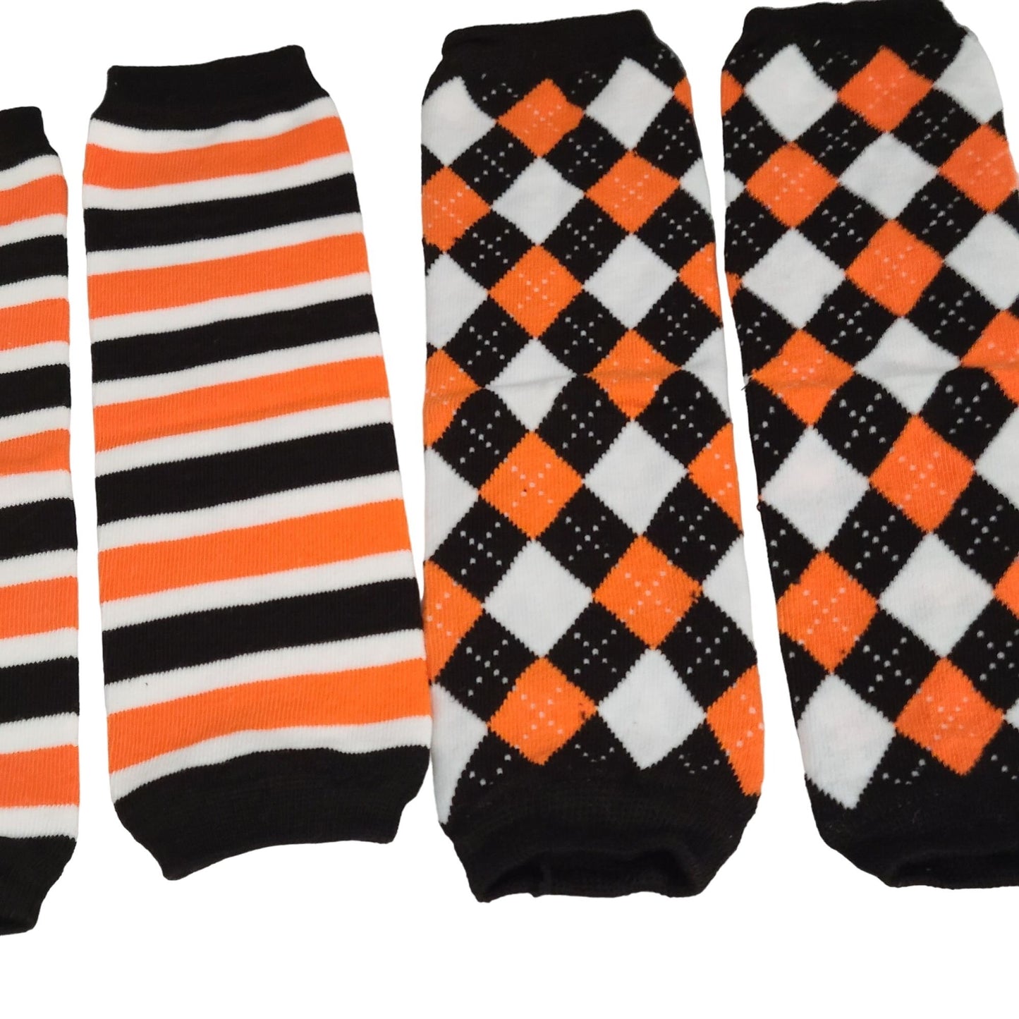 Leg Warmers Set Black White Orange Women Girl Boy Football Halloween