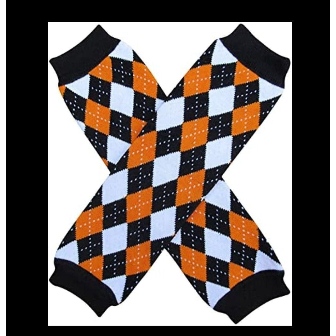 Leg Warmers Set Black White Orange Women Girl Boy Football Halloween