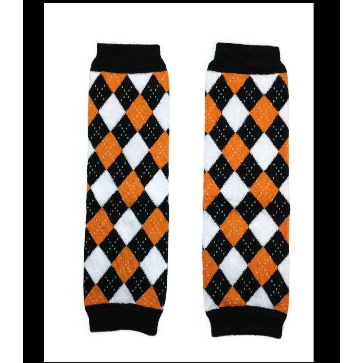 Leg Warmers Set Black White Orange Women Girl Boy Football Halloween