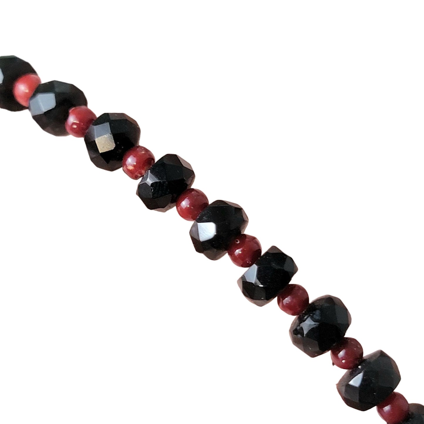 Vintage Heavy Glass Bead Necklace Red Black Women