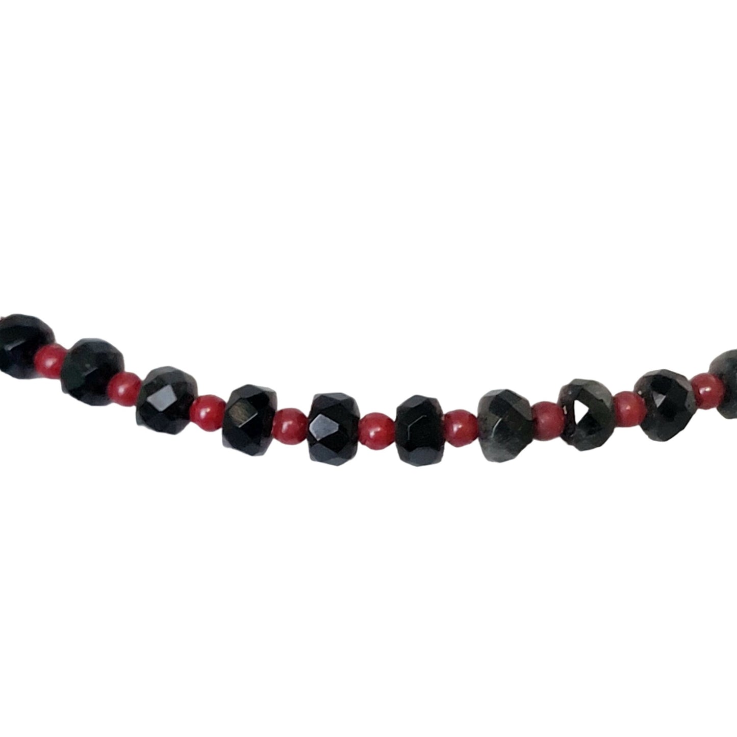 Vintage Heavy Glass Bead Necklace Red Black Women