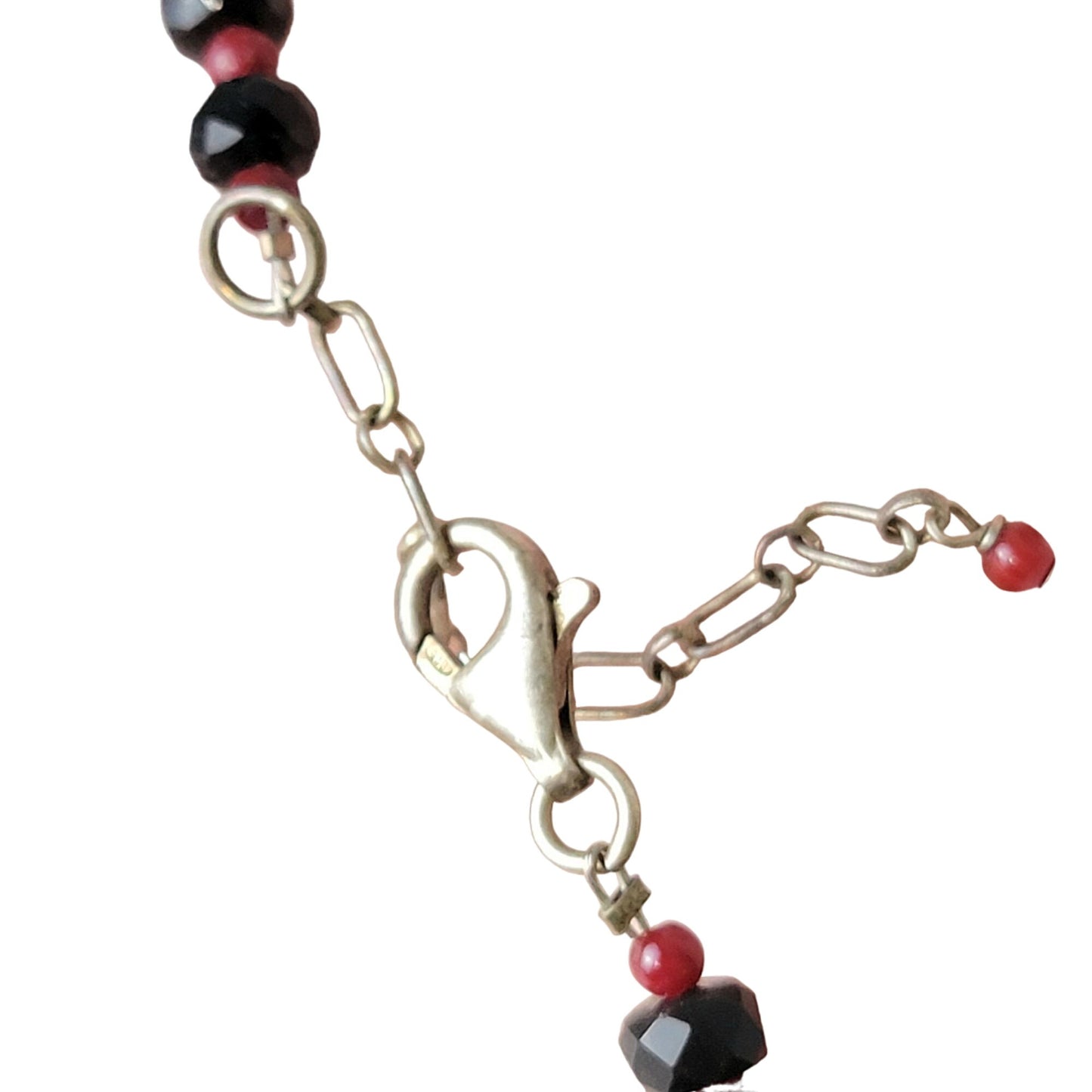 Vintage Heavy Glass Bead Necklace Red Black Women
