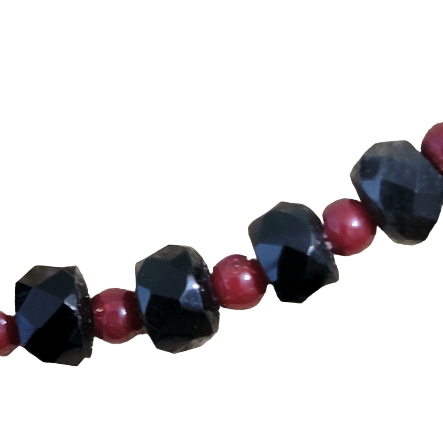 Vintage Heavy Glass Bead Necklace Red Black Women