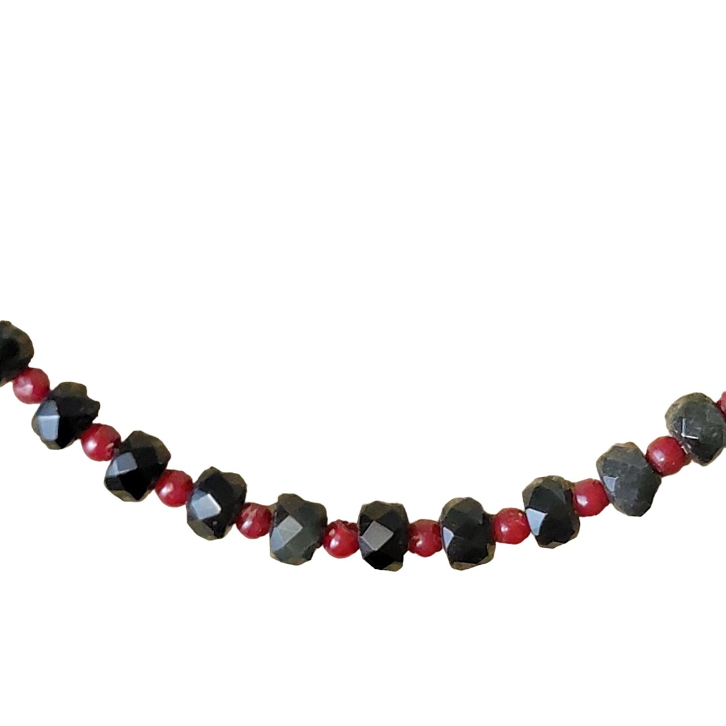 Vintage Heavy Glass Bead Necklace Red Black Women