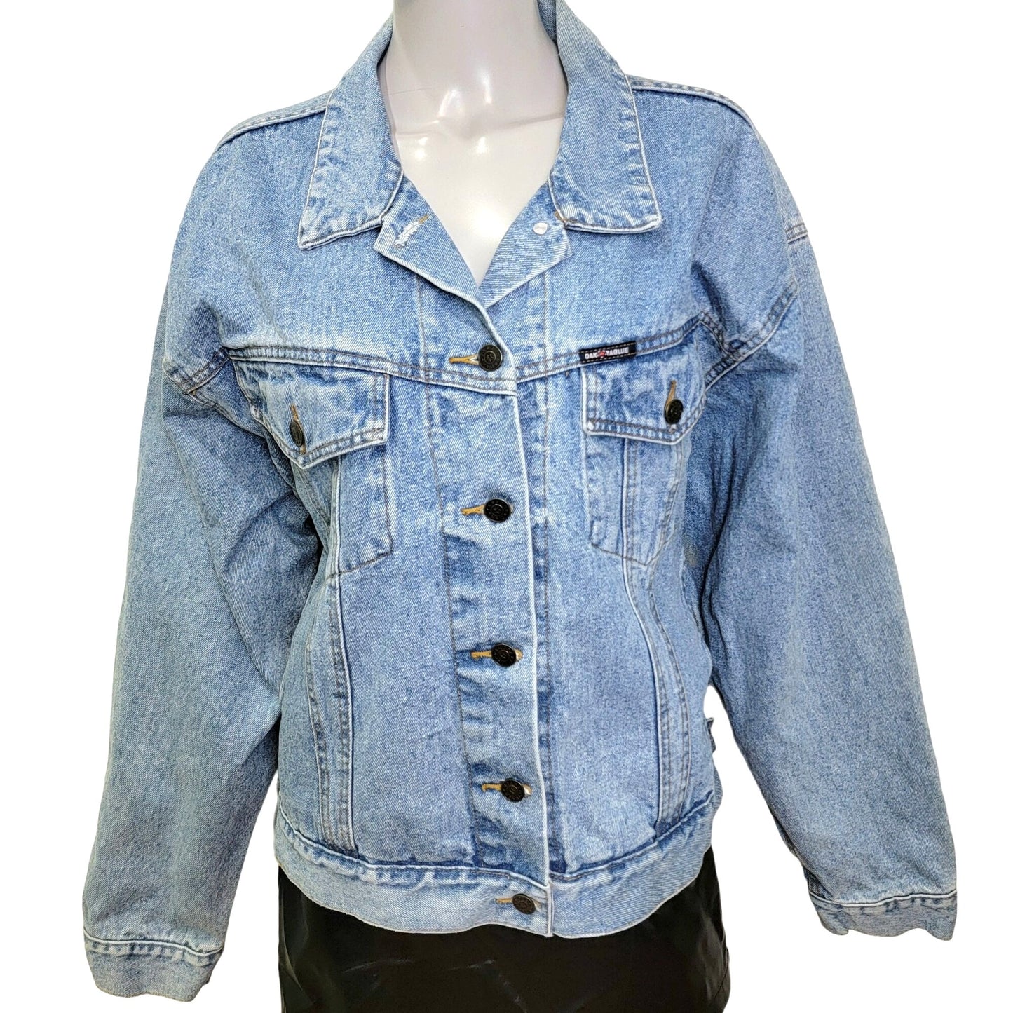 Vintage 90s Denim Jacket Women Medium Wash Dakota Blue Jean