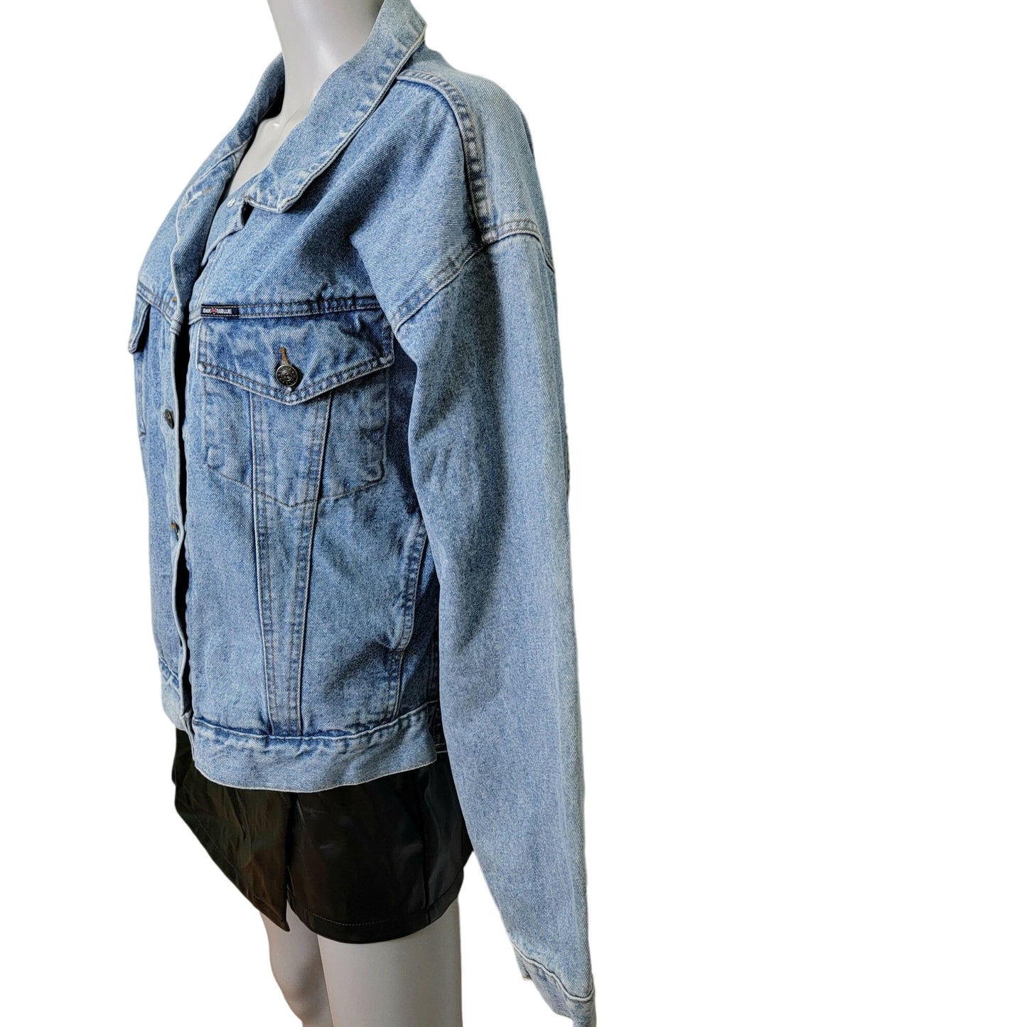Vintage 90s Denim Jacket Women Medium Wash Dakota Blue Jean