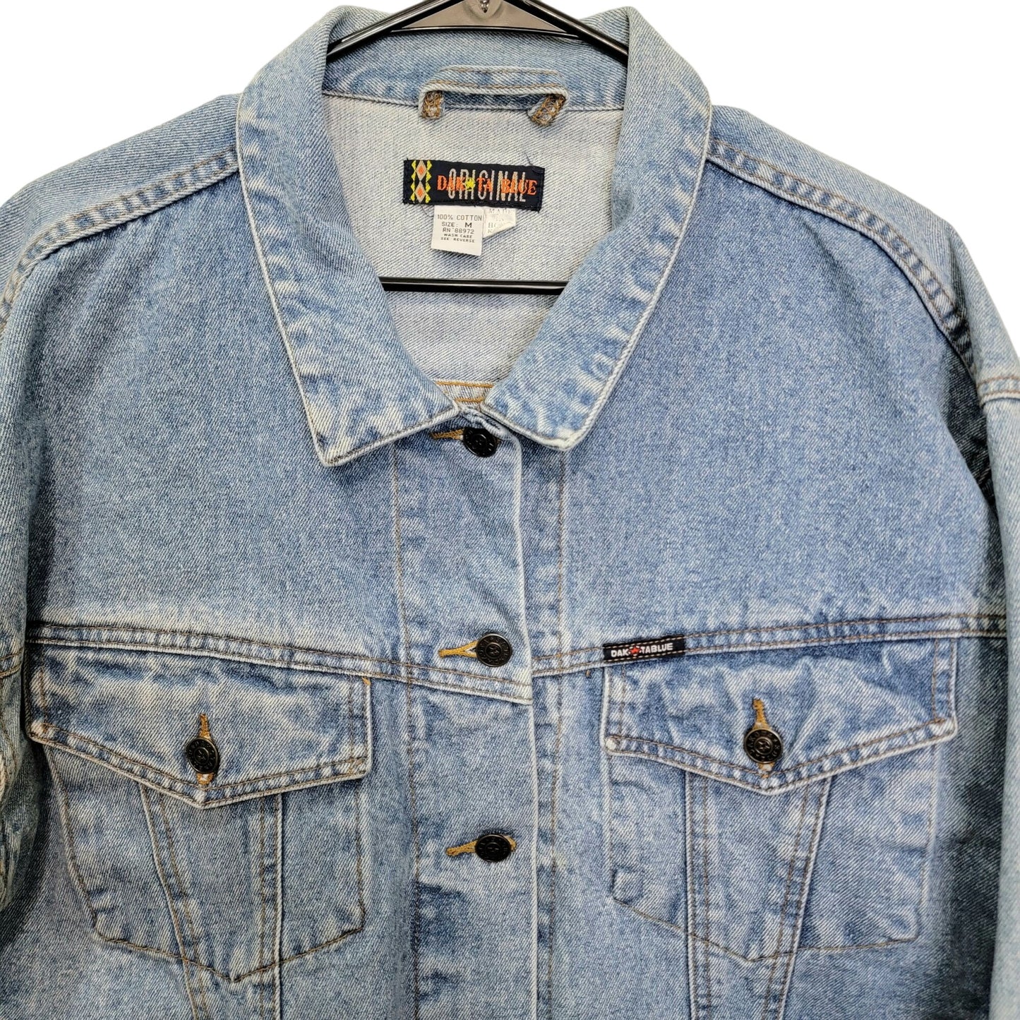 Vintage 90s Denim Jacket Women Medium Wash Dakota Blue Jean