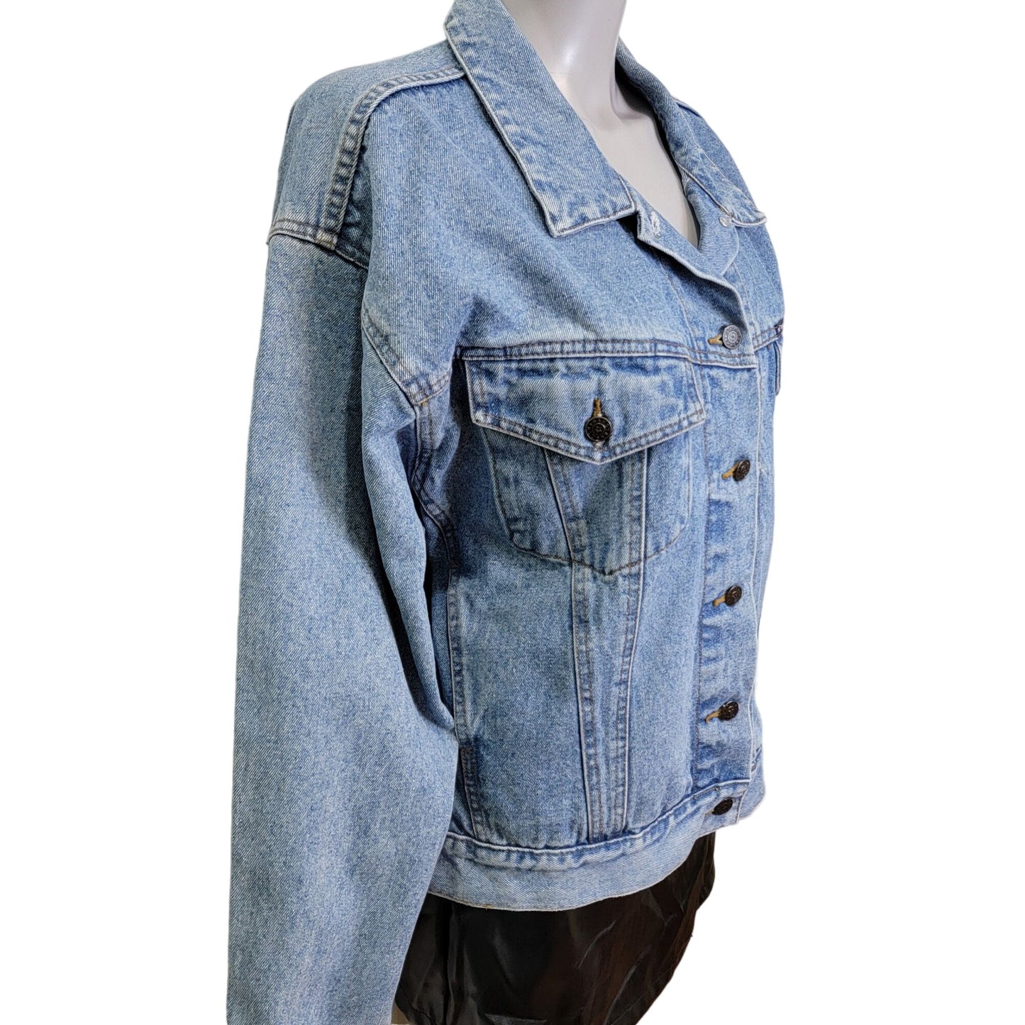 Vintage 90s Denim Jacket Women Medium Wash Dakota Blue Jean