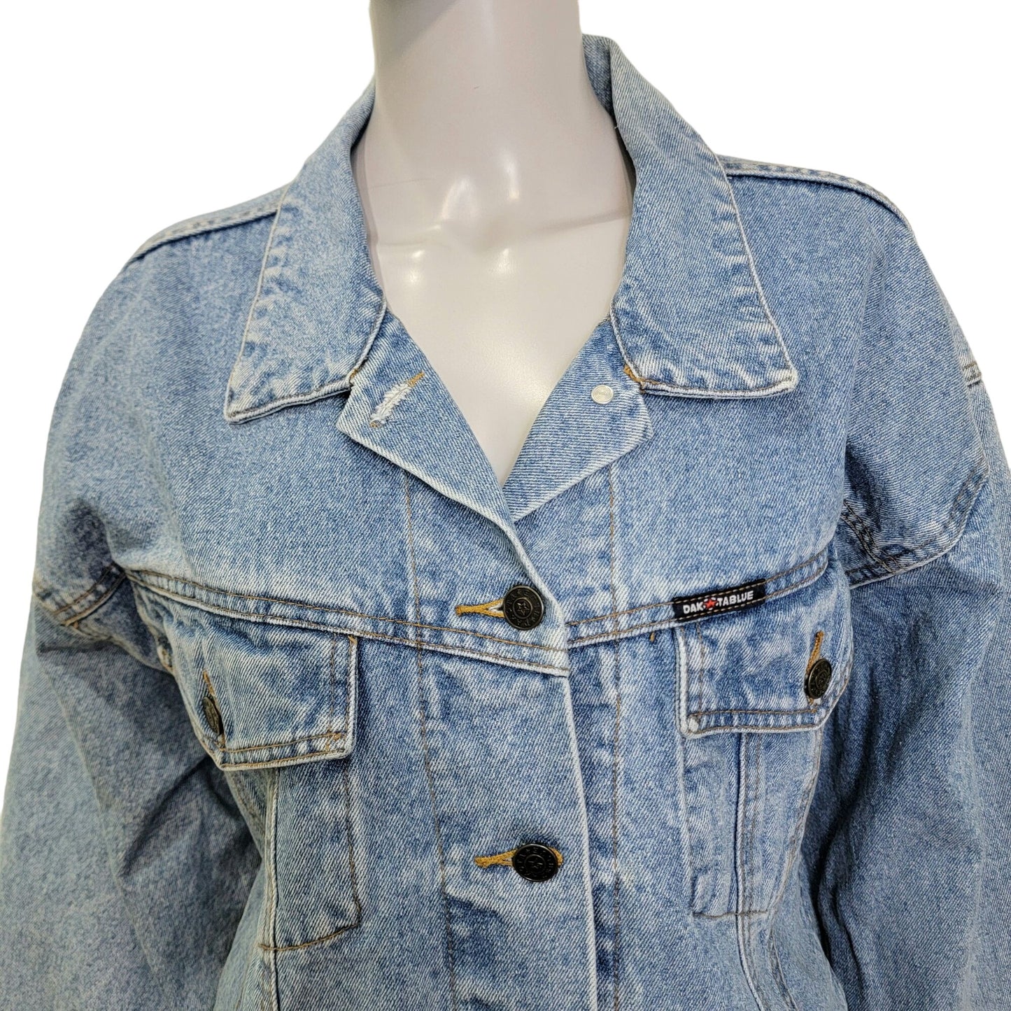 Vintage 90s Denim Jacket Women Medium Wash Dakota Blue Jean