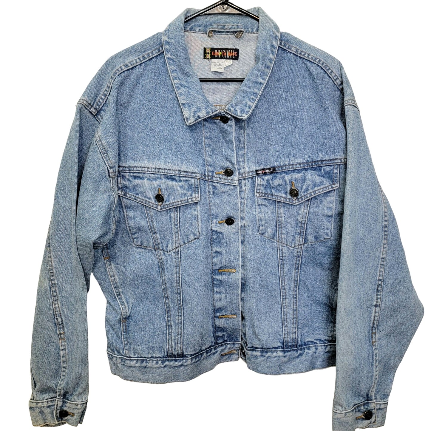 Vintage 90s Denim Jacket Women Medium Wash Dakota Blue Jean