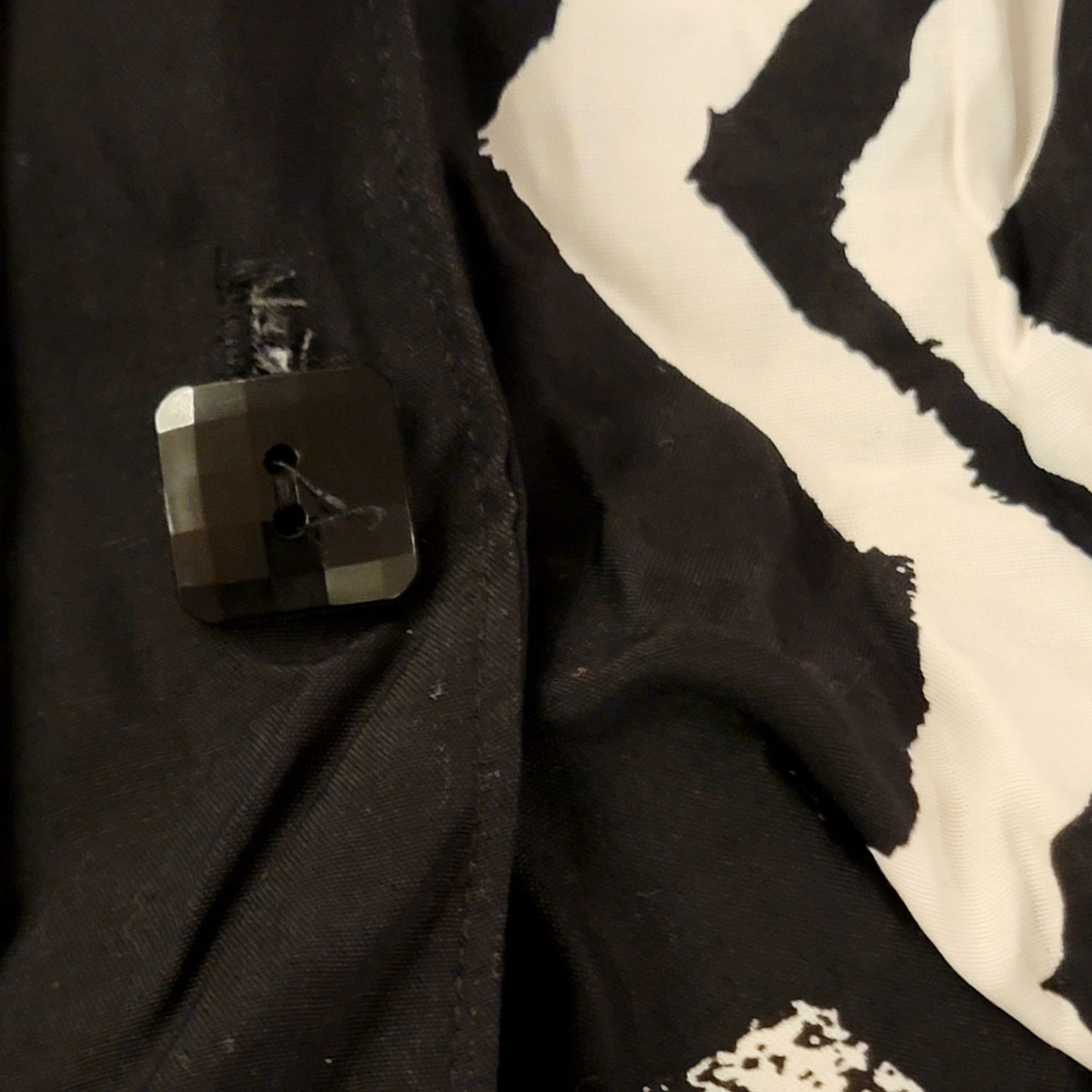 Vintage 80s Button Blouse Women Plus 22W Black White Shirt