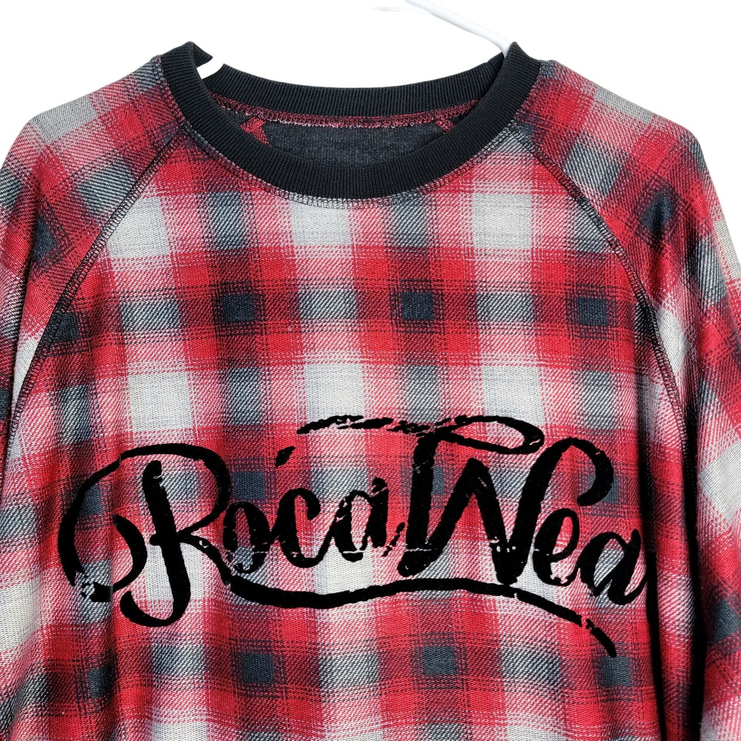 RocaWear Plaid Heavy Sweatshirt Men 2XL Shirt Red Black XXL