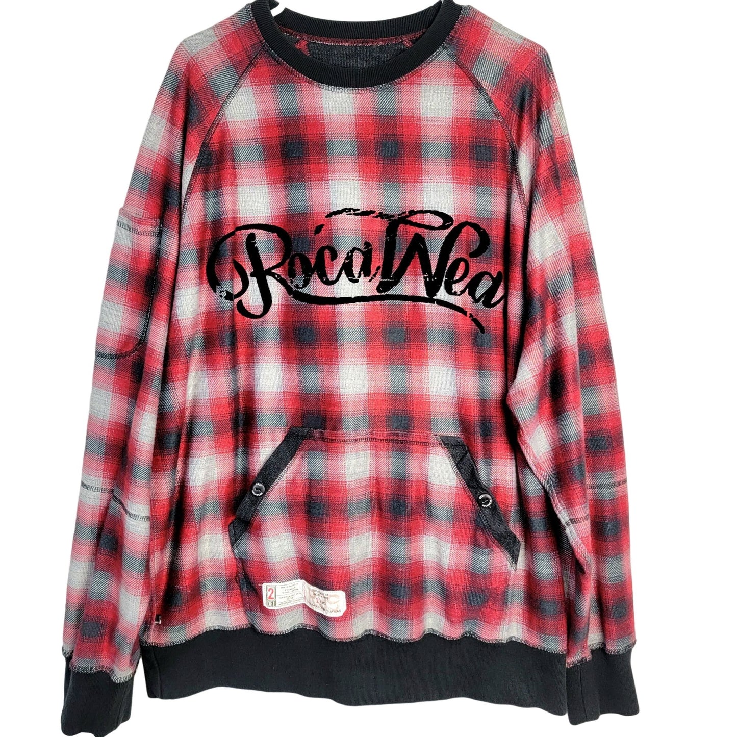 RocaWear Plaid Heavy Sweatshirt Men 2XL Shirt Red Black XXL