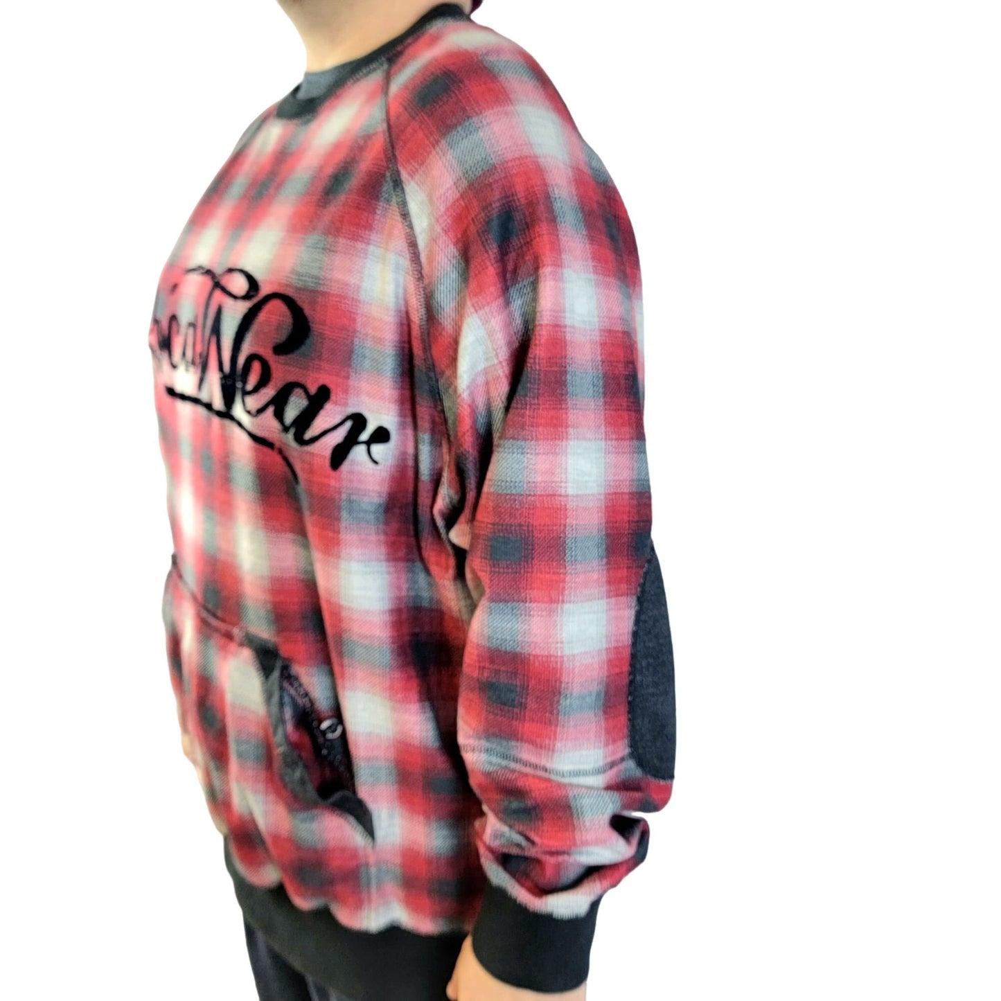 RocaWear Plaid Heavy Sweatshirt Men 2XL Shirt Red Black XXL