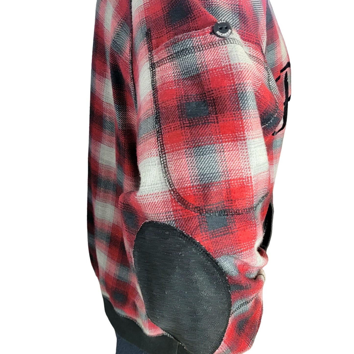 RocaWear Plaid Heavy Sweatshirt Men 2XL Shirt Red Black XXL