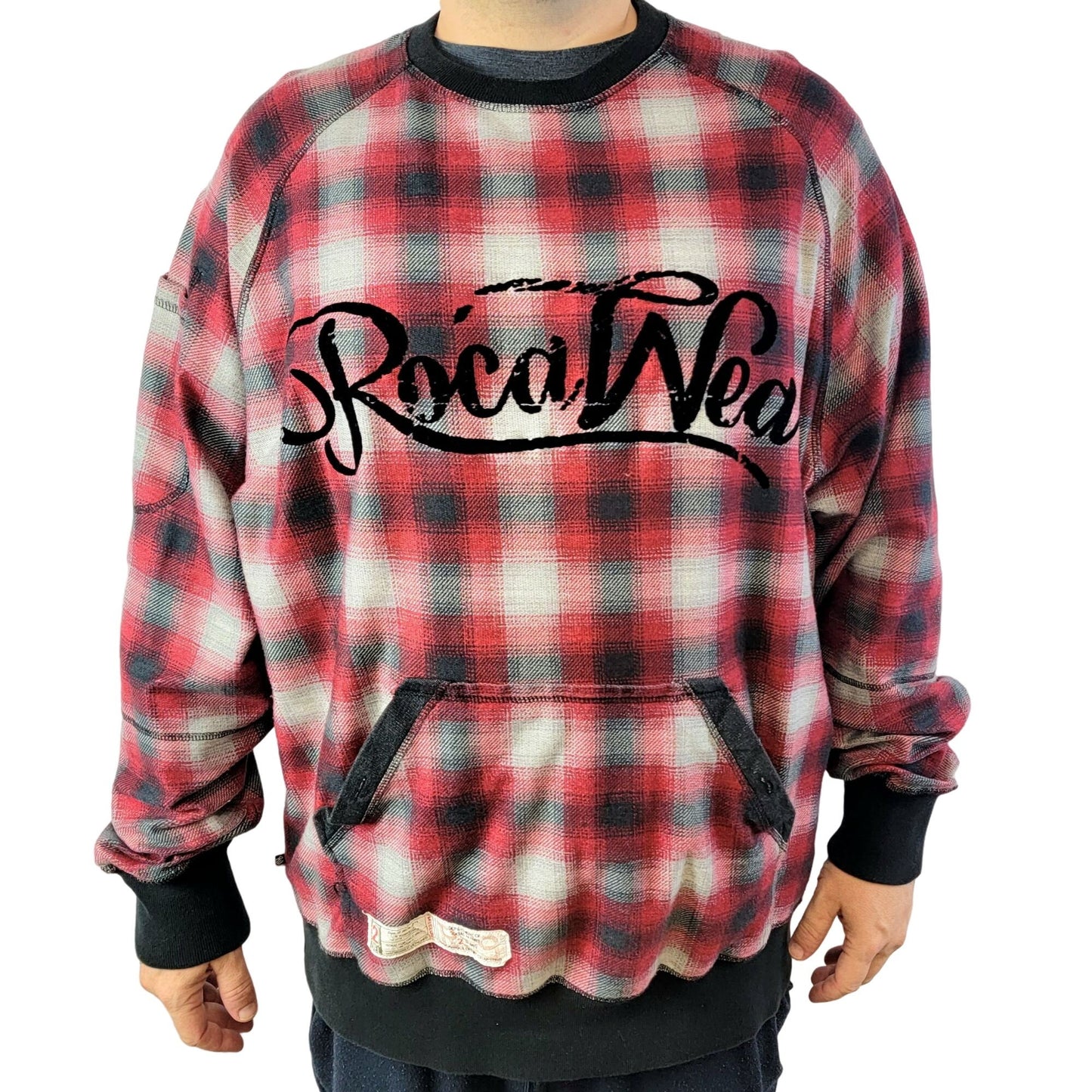 RocaWear Plaid Heavy Sweatshirt Men 2XL Shirt Red Black XXL