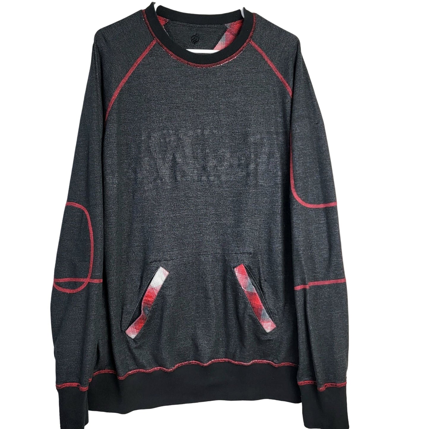 RocaWear Plaid Heavy Sweatshirt Men 2XL Shirt Red Black XXL